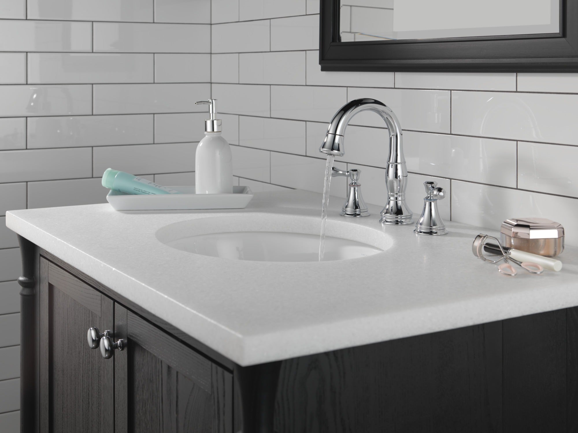Delta Cassidy® Two Handle Widespread Pull Down Bathroom Faucet