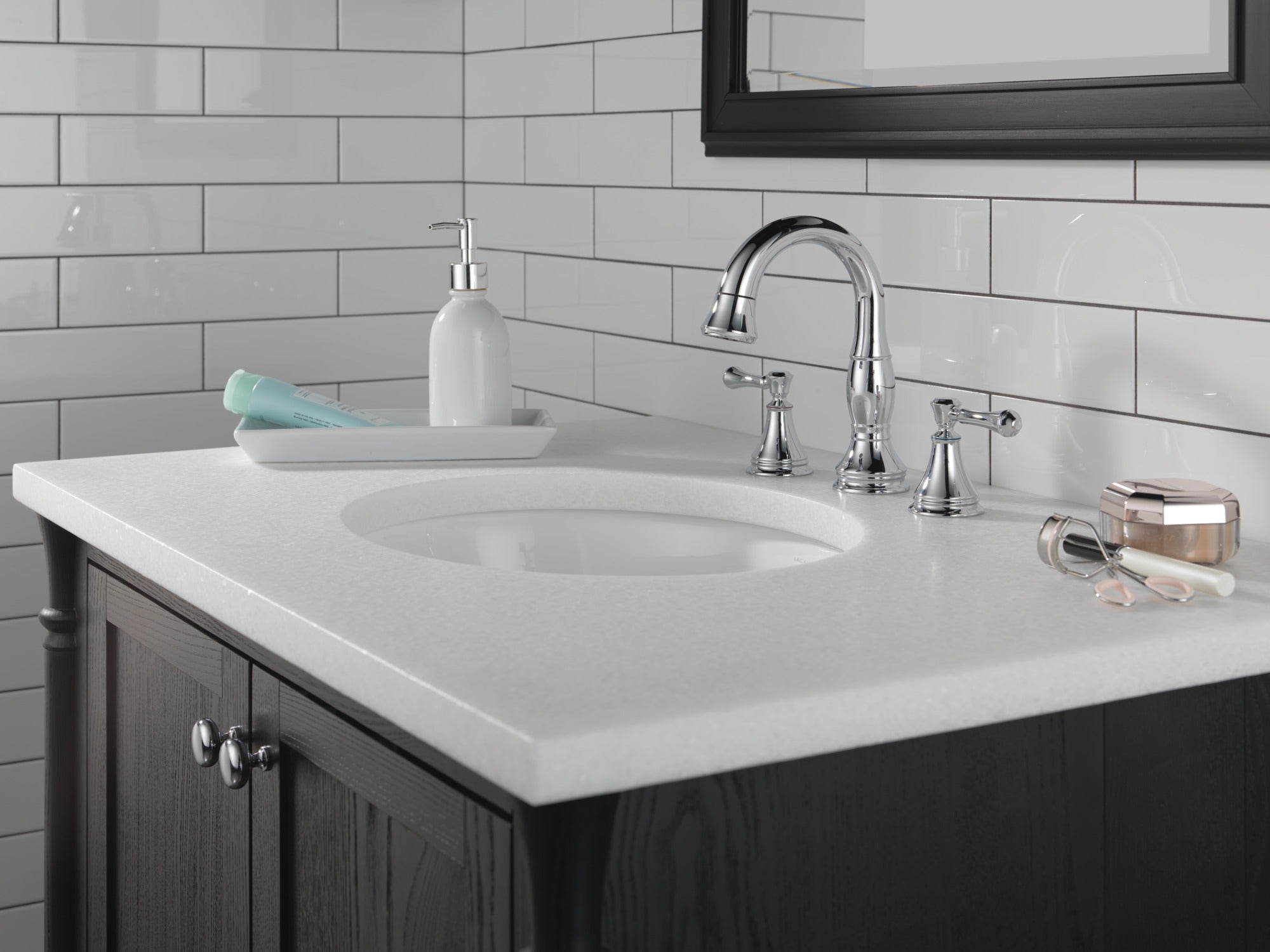 Delta Cassidy® Two Handle Widespread Pull Down Bathroom Faucet