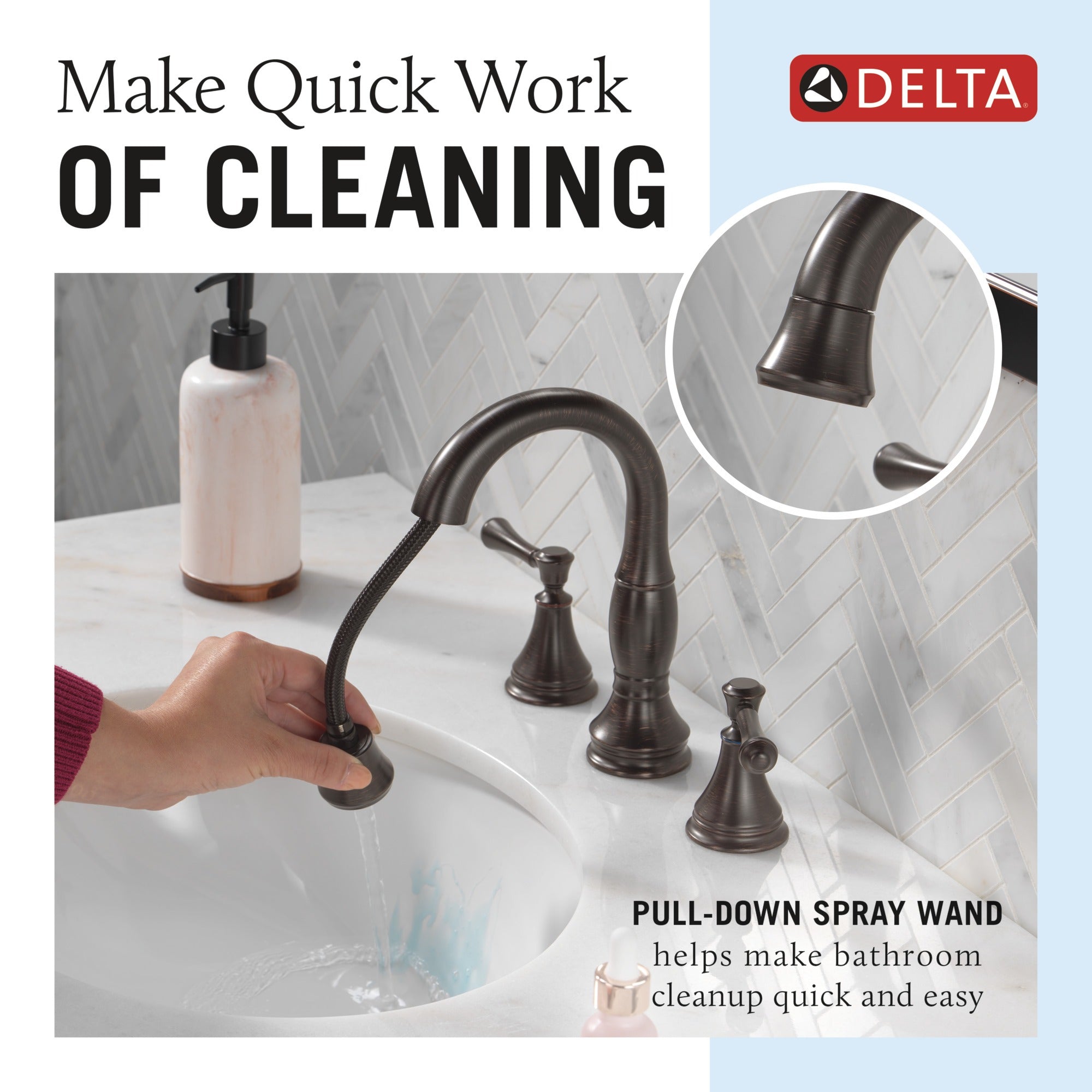 Delta Cassidy® Two Handle Widespread Pull Down Bathroom Faucet
