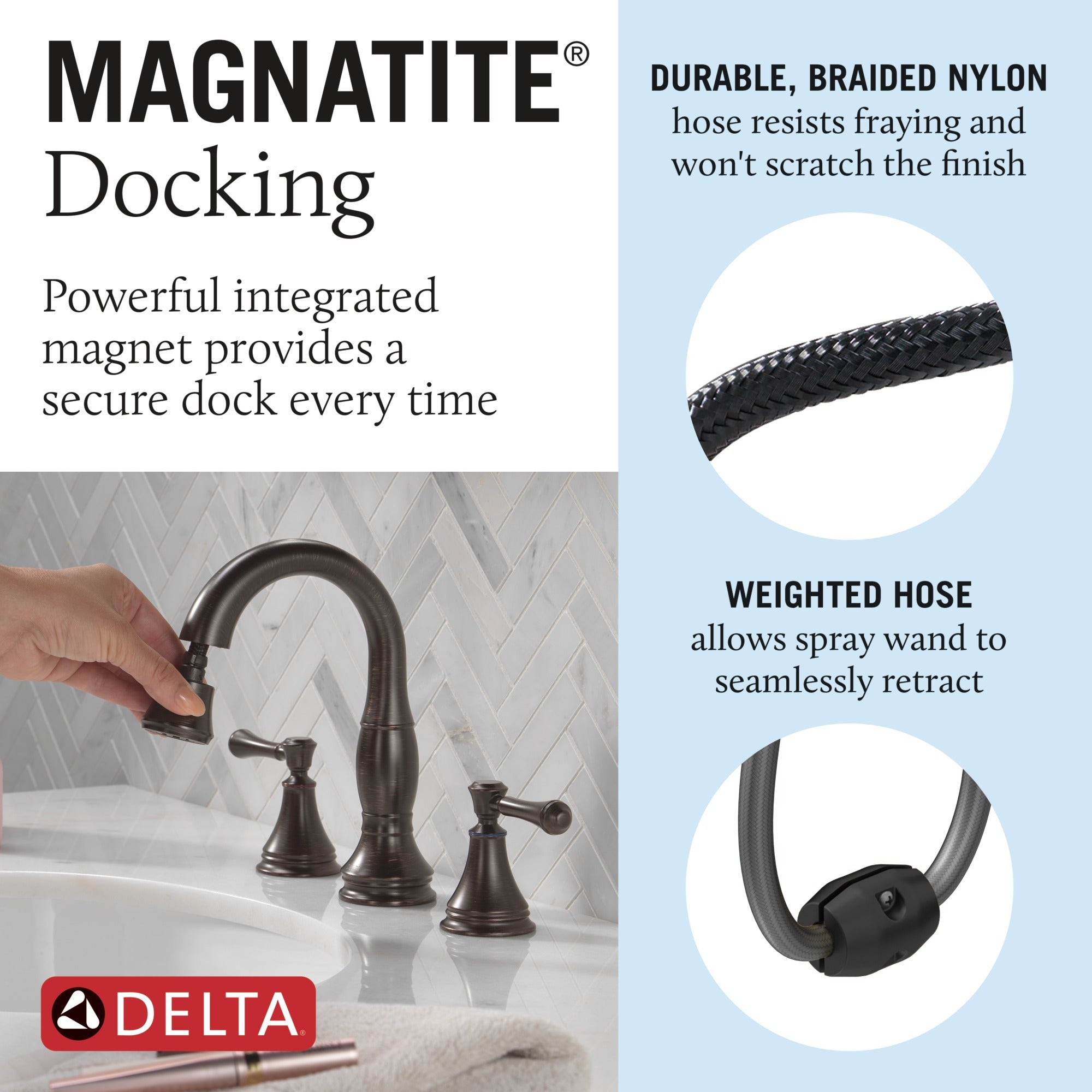 Delta Cassidy® Two Handle Widespread Pull Down Bathroom Faucet