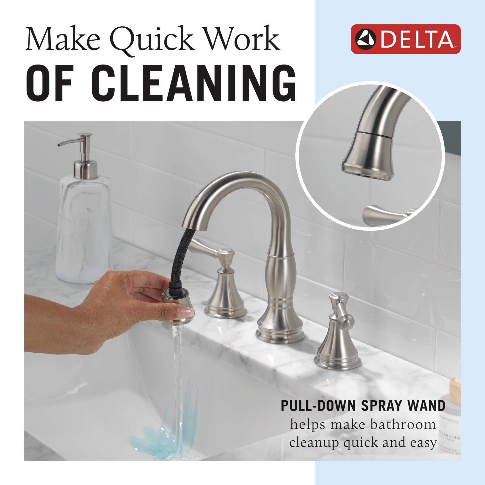 Delta Cassidy® Two Handle Widespread Pull Down Bathroom Faucet