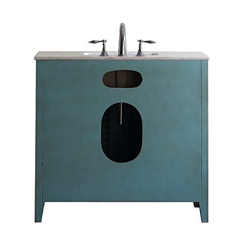 Chans Furniture CF-28884BU 36 Inch Abbeville Farmhouse Style Distressed Blue Bathroom Vanity