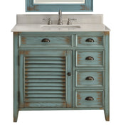 Chans Furniture CF-78887BU 36 Inch Abbeville Farmhouse Style Distressed Blue Bathroom Vanity