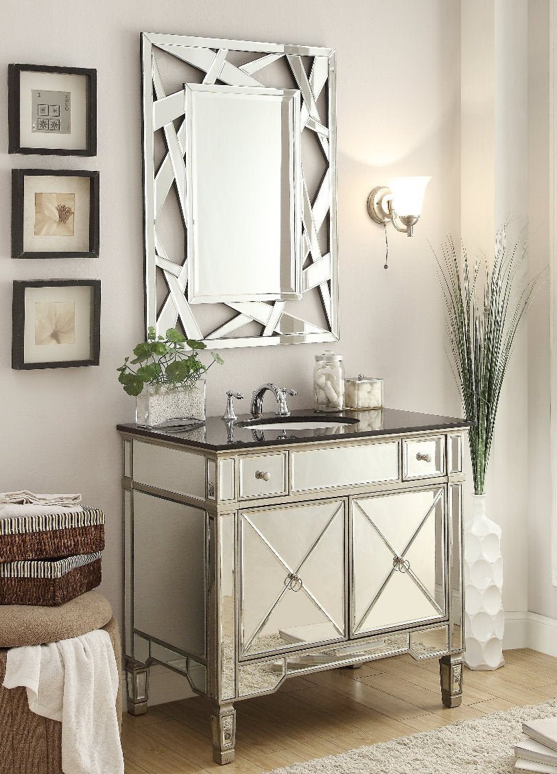 Chans Furniture YR-023G-36 36" Benton Collection Black Granite Top Ashlyn Bathroom Sink Vanity