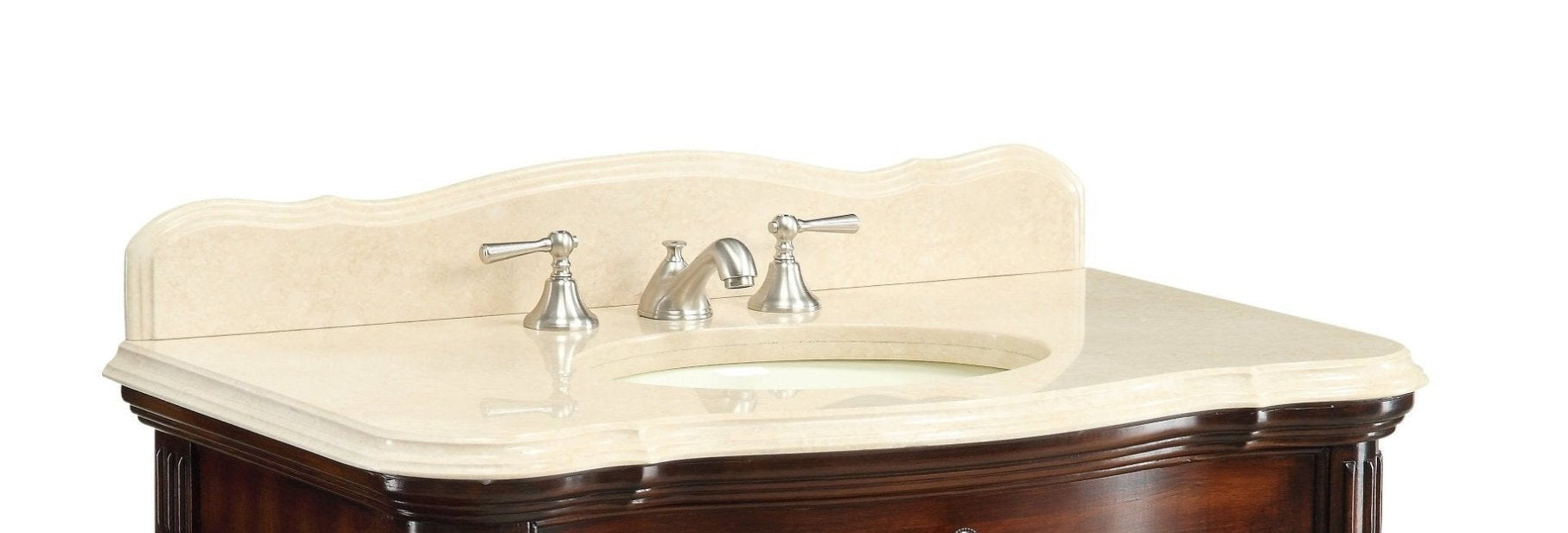 Chans Furniture S01M36 36 Inch Mahogany Wood Classic Style Madison Cream Marble Countertop Bathroom Sink Vanity