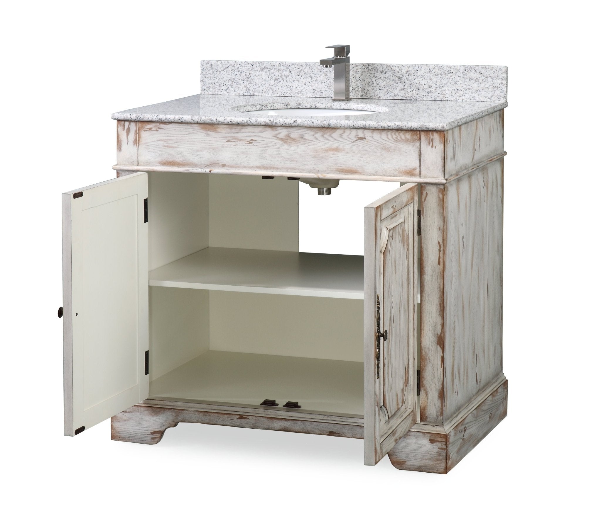 Chans Furniture RX-2215-WT 36" Benton Collection Litchfield Distressed Off White Rustic Style Bathroom Vanity