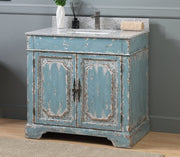 Chans Furniture RX-2211GS 36" Benton Collection Litchfield Distressed Rustic Light Blue Beach Style Bathroom Vanity