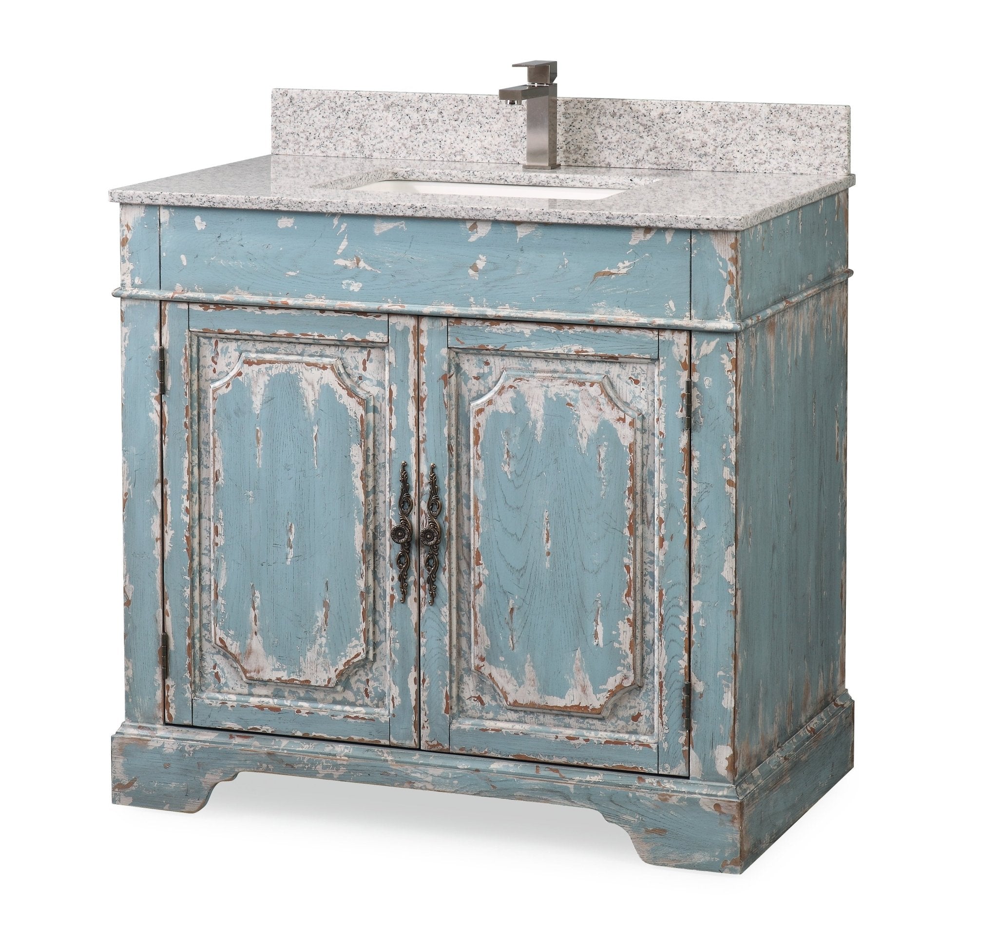 Chans Furniture RX-2211GS 36" Benton Collection Litchfield Distressed Rustic Light Blue Beach Style Bathroom Vanity