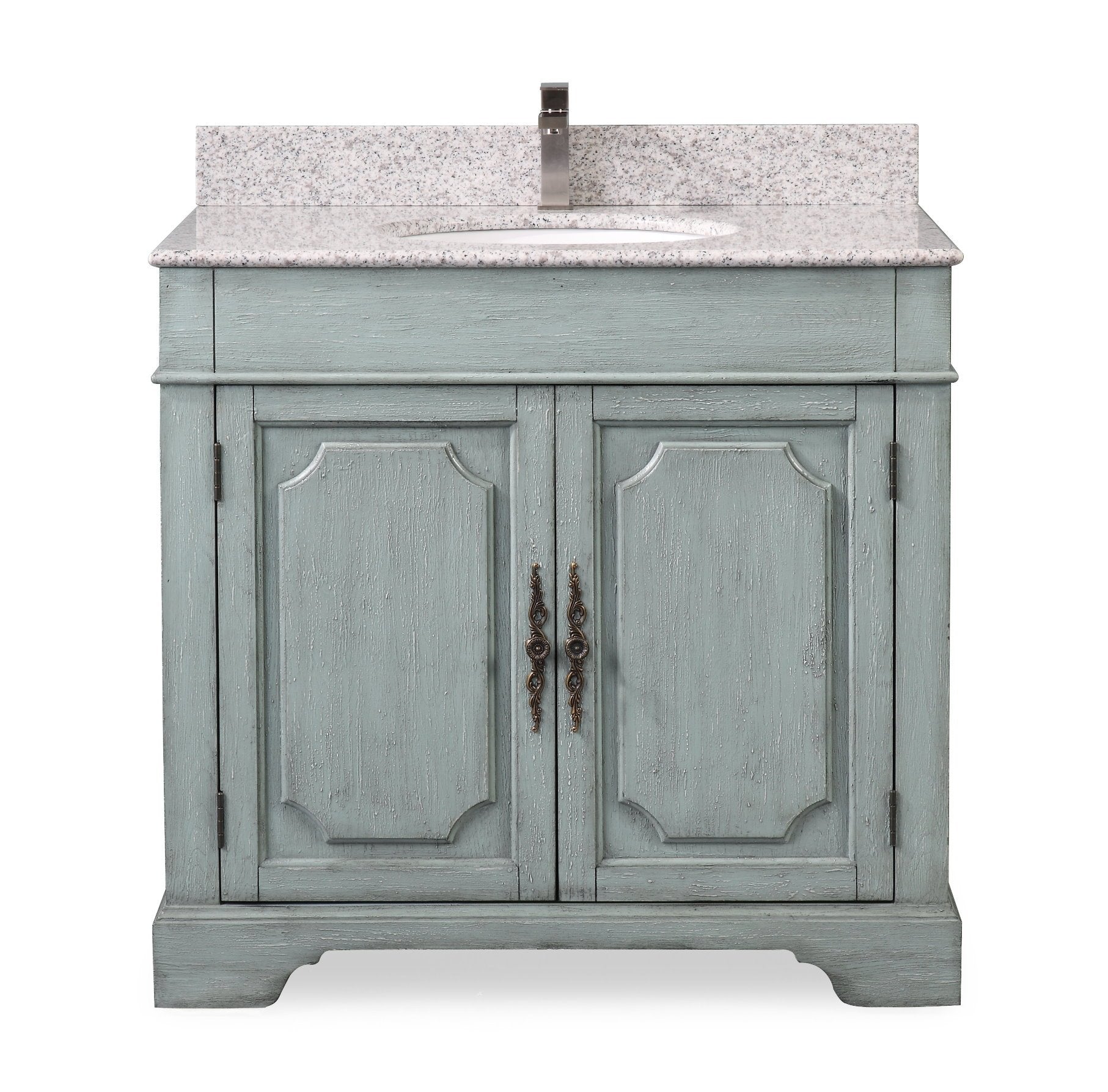 Chans Furniture RX-2218-WT 36" Benton Collection Litchfield Distressed Sage Green Bathroom Vanity