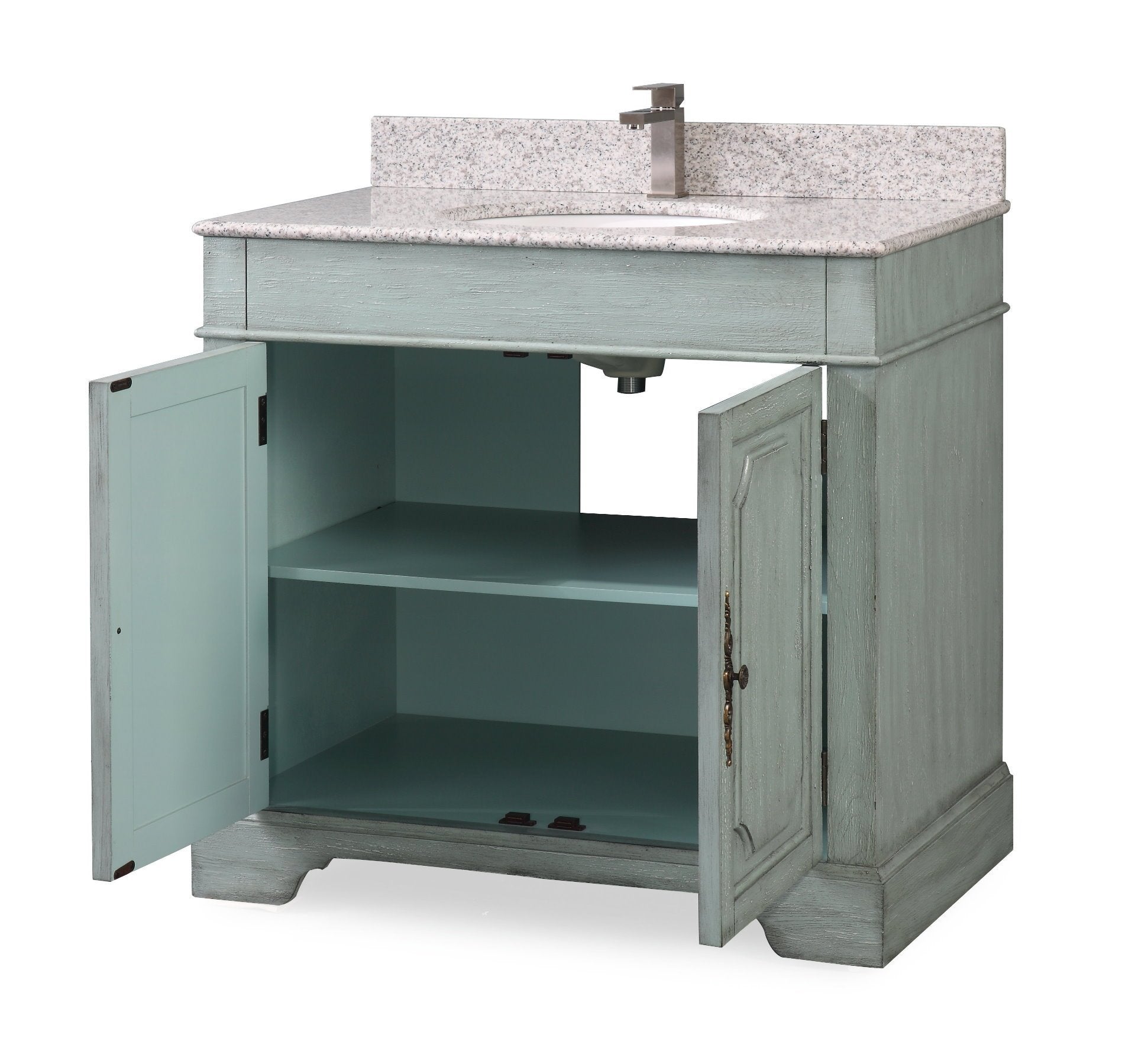 Chans Furniture RX-2218-WT 36" Benton Collection Litchfield Distressed Sage Green Bathroom Vanity