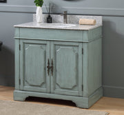 Chans Furniture RX-2218-WT 36" Benton Collection Litchfield Distressed Sage Green Bathroom Vanity