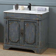 Chans Furniture RX-2217-WT 36" Benton Collection Litchfield Rustic Distressed Boho Gray Bathroom Vanity