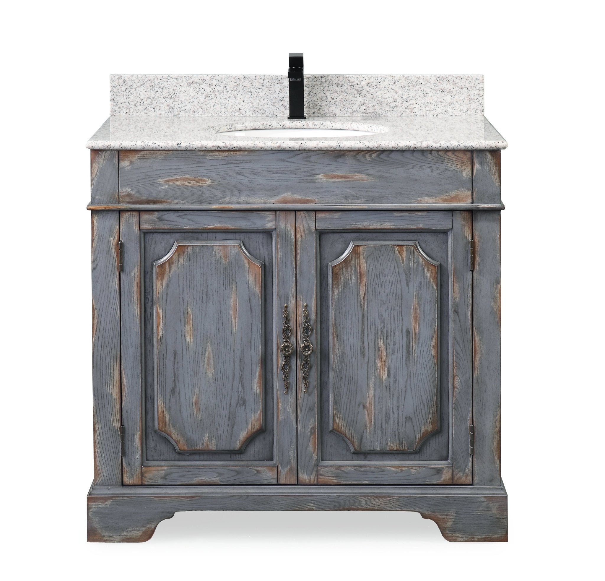 Chans Furniture RX-2217-WT 36" Benton Collection Litchfield Rustic Distressed Boho Gray Bathroom Vanity