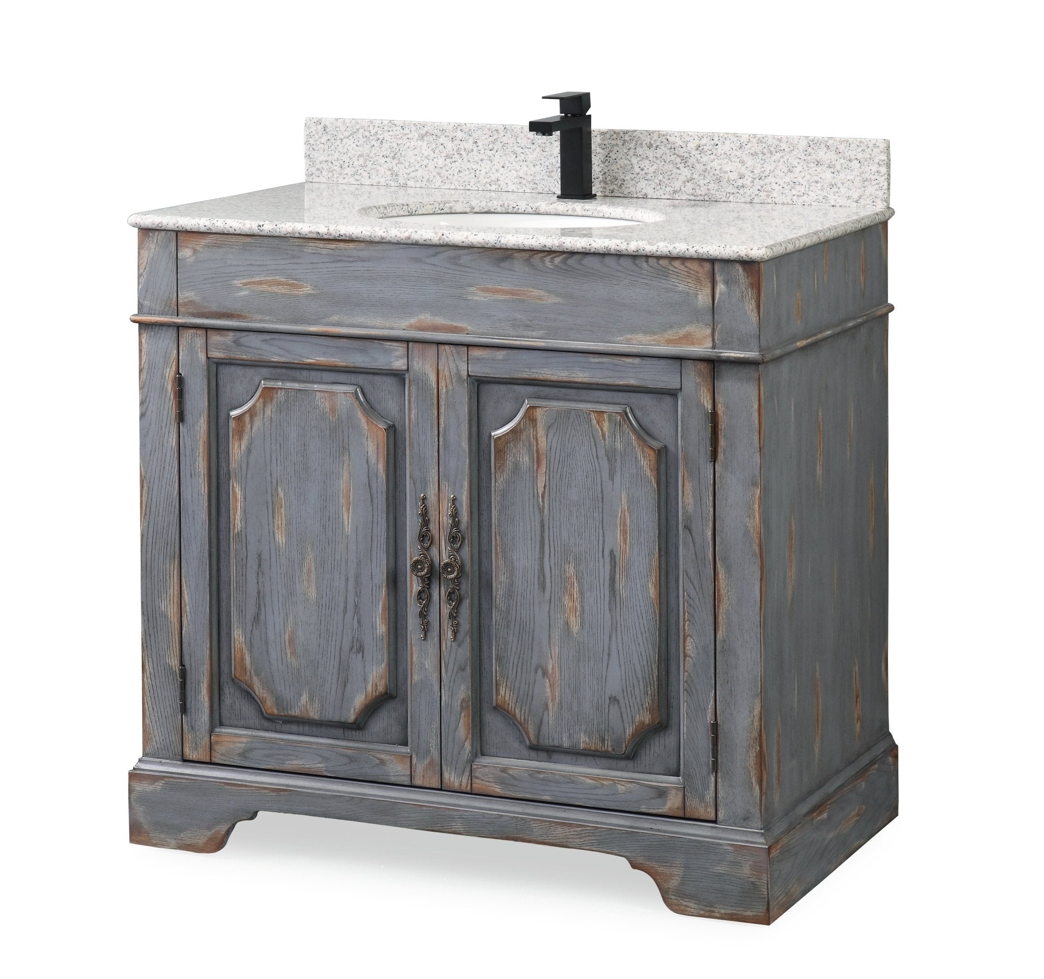 Chans Furniture RX-2217-WT 36" Benton Collection Litchfield Rustic Distressed Boho Gray Bathroom Vanity