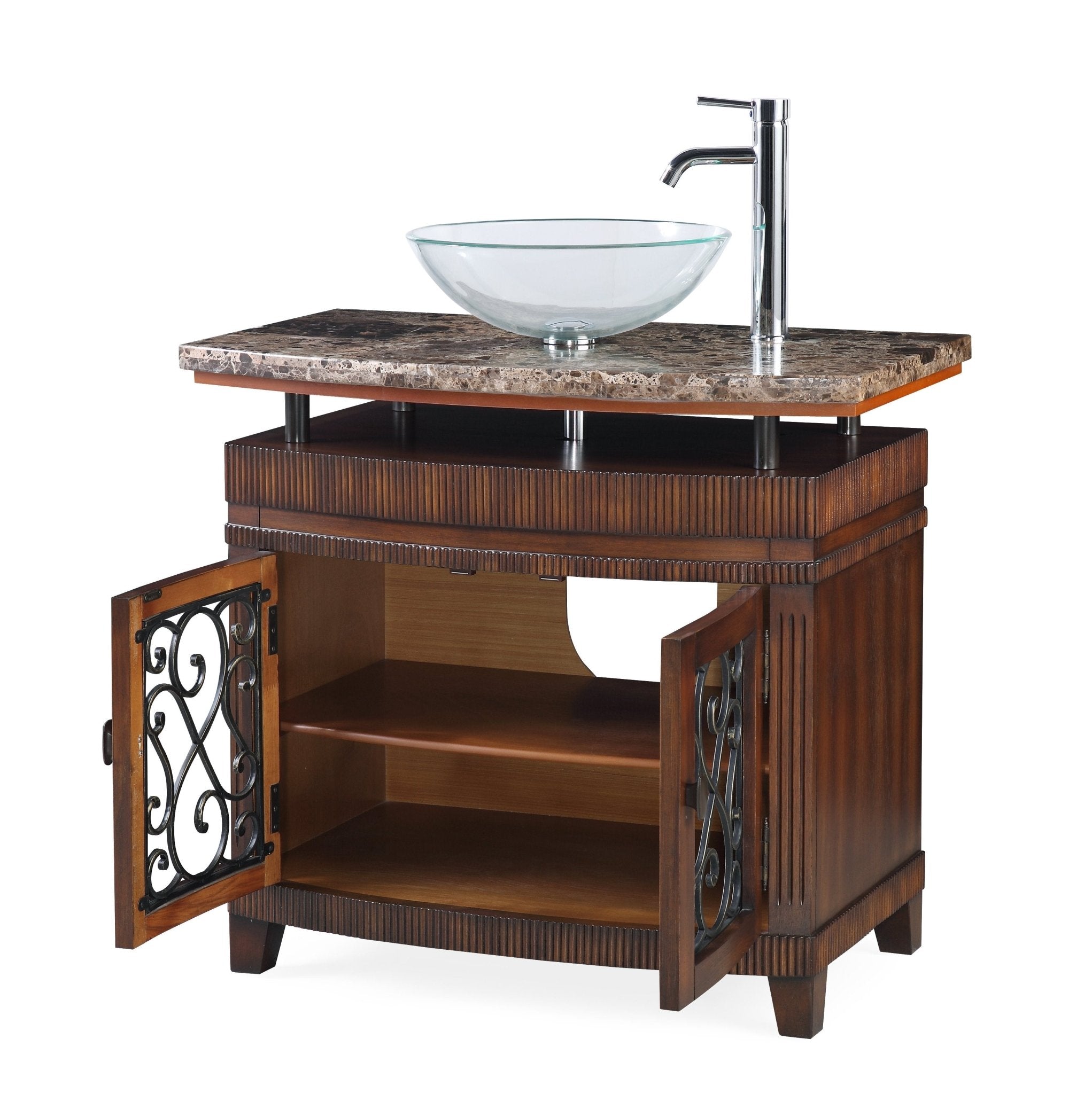 Chans Furniture Q226BN 36" Benton Collection unqiue Artturi Vessel Sink Bathroom Vanity