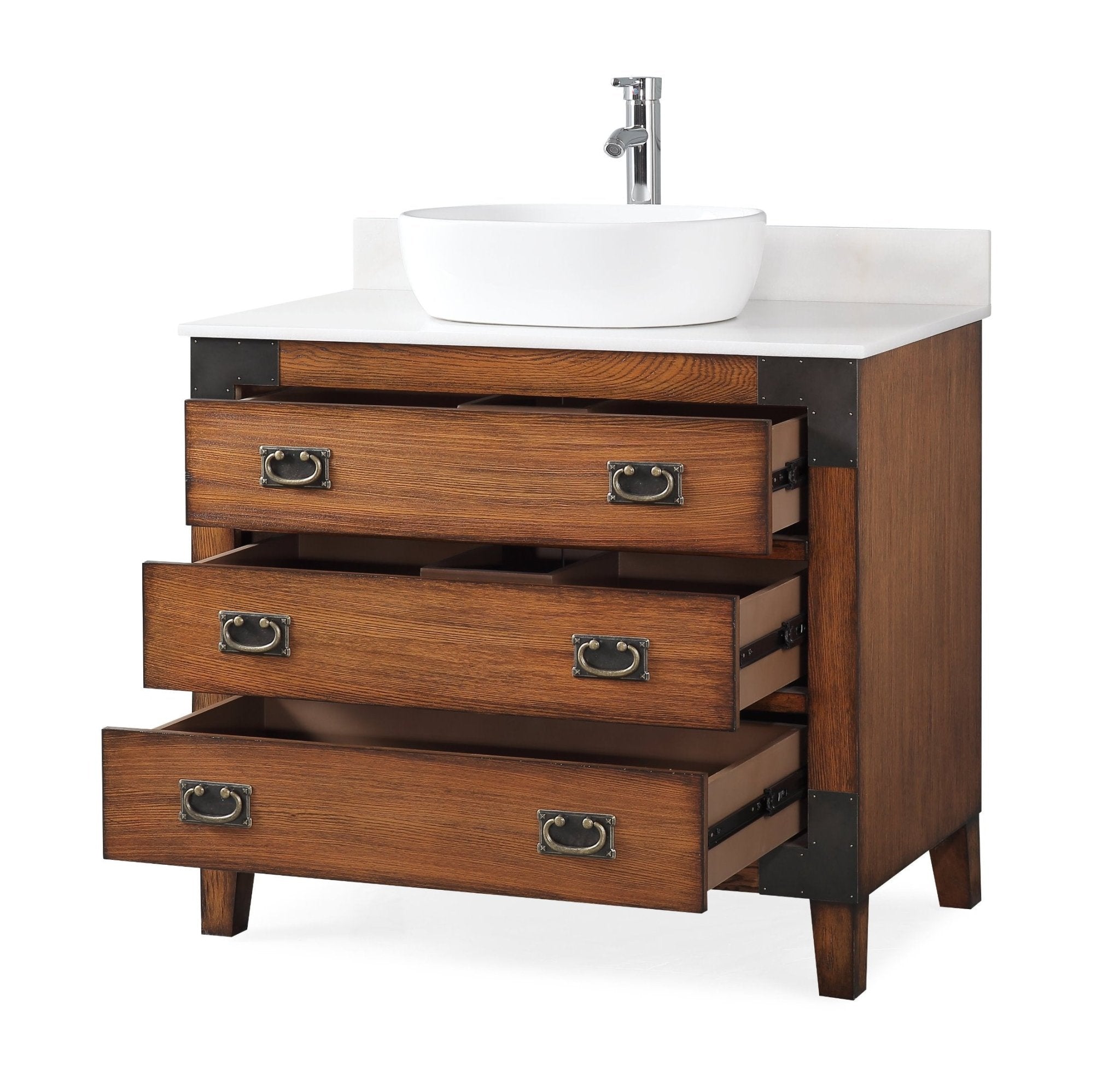 Chans Furniture CF-35535-BO 36" Benton Collection Vessel Sink Traditional Style Bathroom Vanity Akira