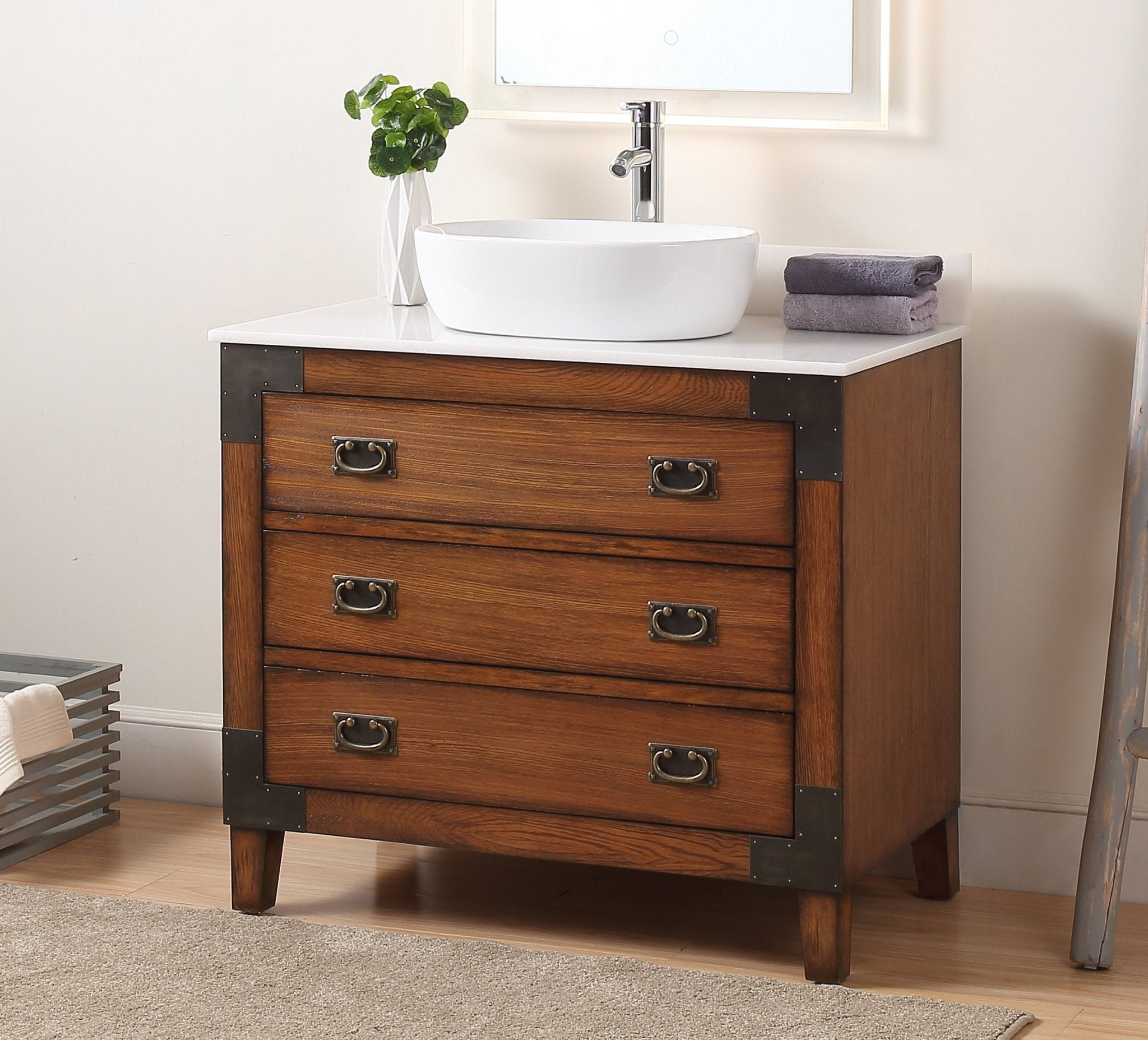 Chans Furniture CF-35535-BO 36" Benton Collection Vessel Sink Traditional Style Bathroom Vanity Akira