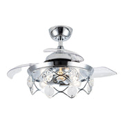 36" Broxburne Modern Chrome Downrod Mount Crystal Ceiling Fan with Lighting and Remote Control