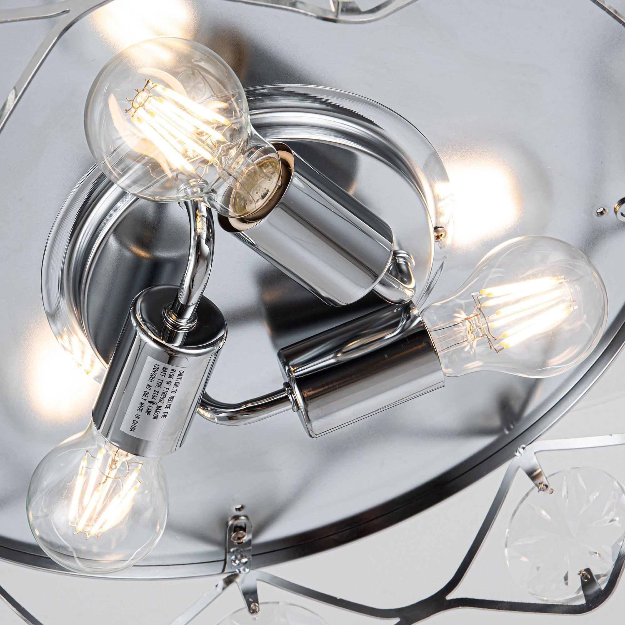 36" Broxburne Modern Chrome Downrod Mount Crystal Ceiling Fan with Lighting and Remote Control