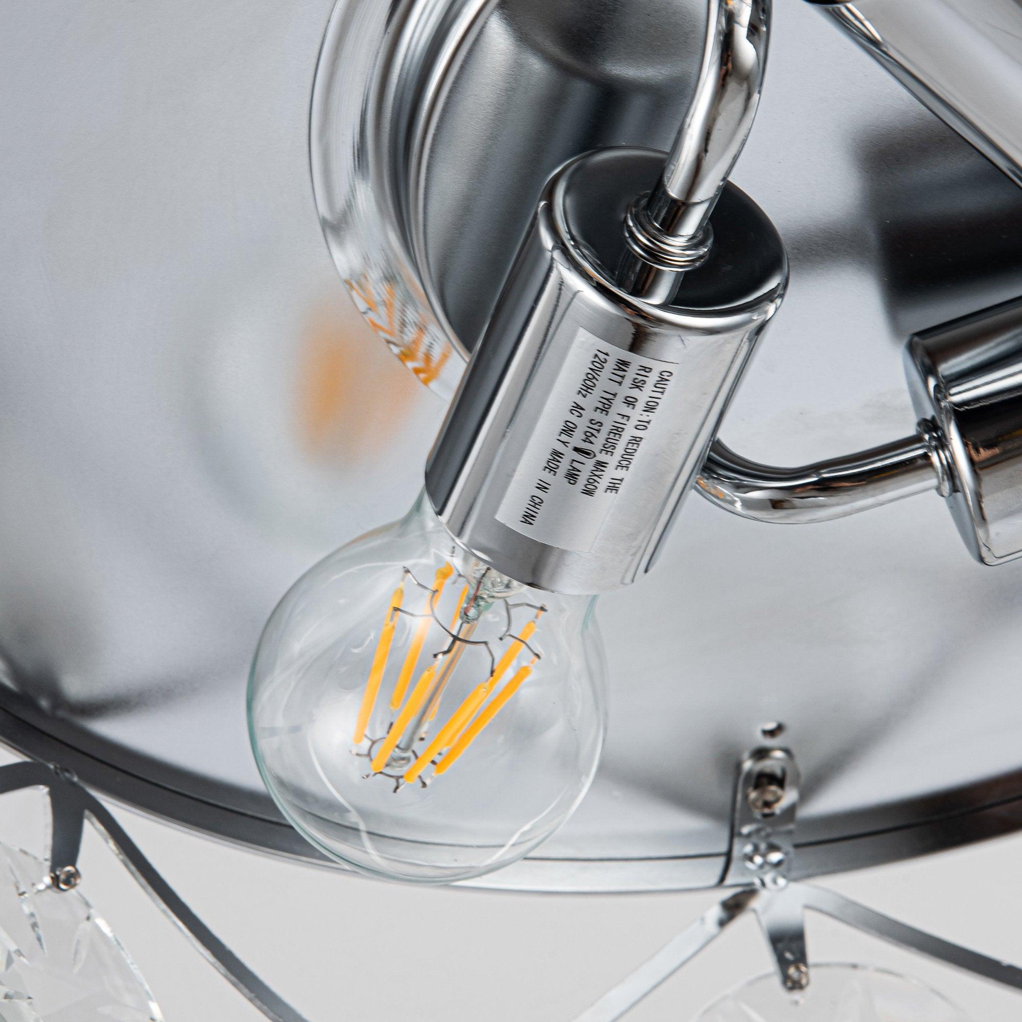 36" Broxburne Modern Chrome Downrod Mount Crystal Ceiling Fan with Lighting and Remote Control