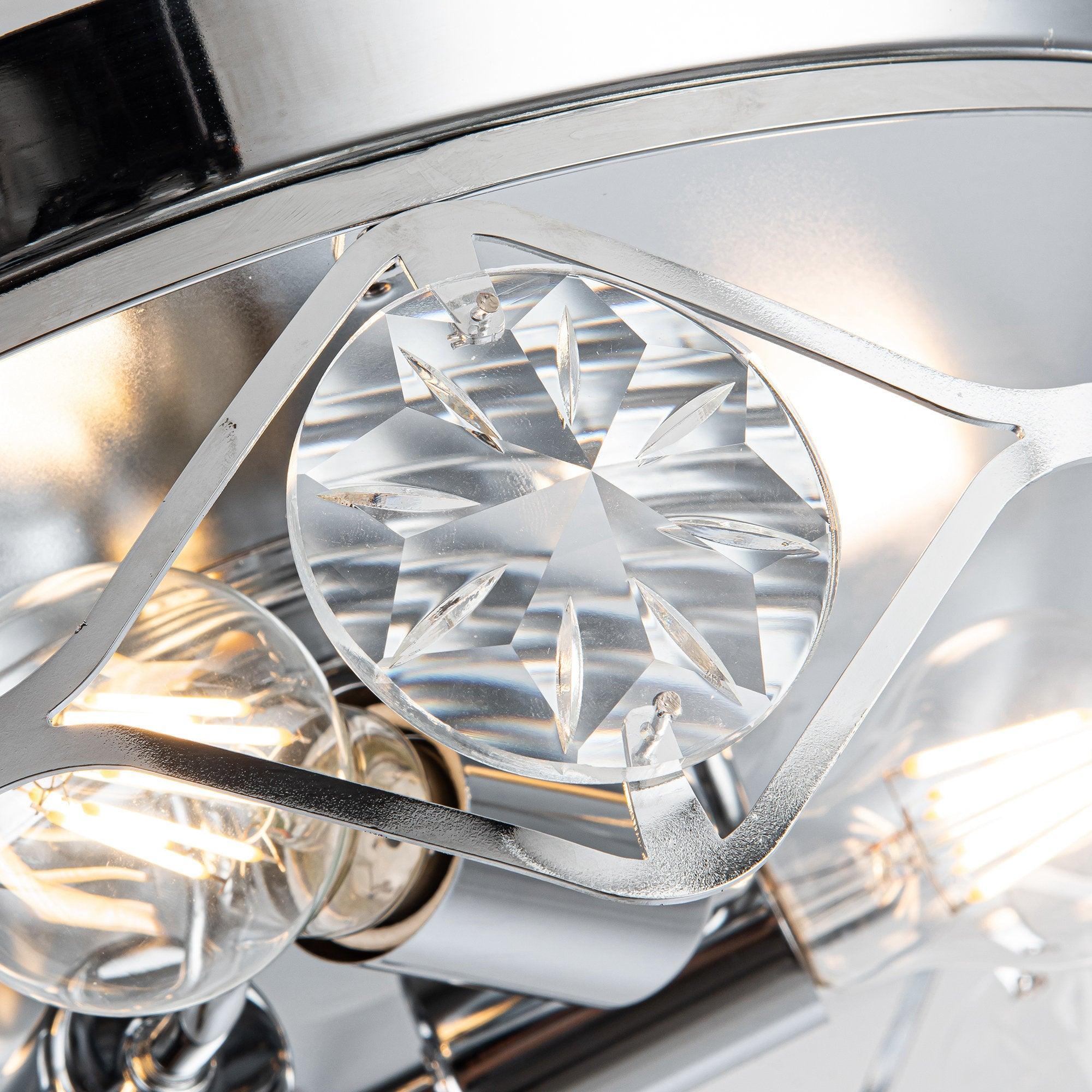 36" Broxburne Modern Chrome Downrod Mount Crystal Ceiling Fan with Lighting and Remote Control