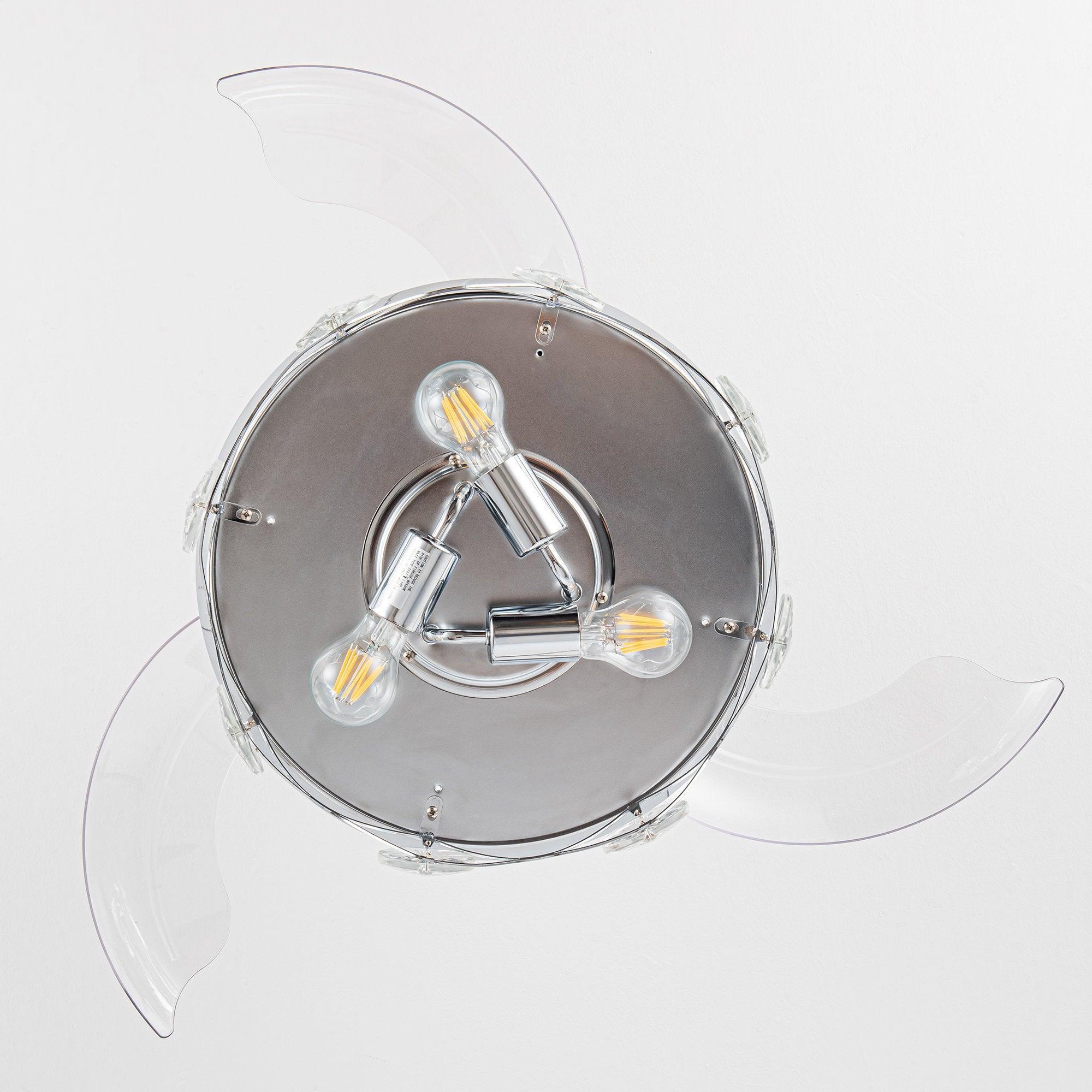 36" Broxburne Modern Chrome Downrod Mount Crystal Ceiling Fan with Lighting and Remote Control
