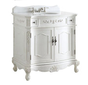 Chans Furniture BC-3905W-AW-36 36 Inch Classic Style Antique White Fairmont Bathroom Sink Vanity