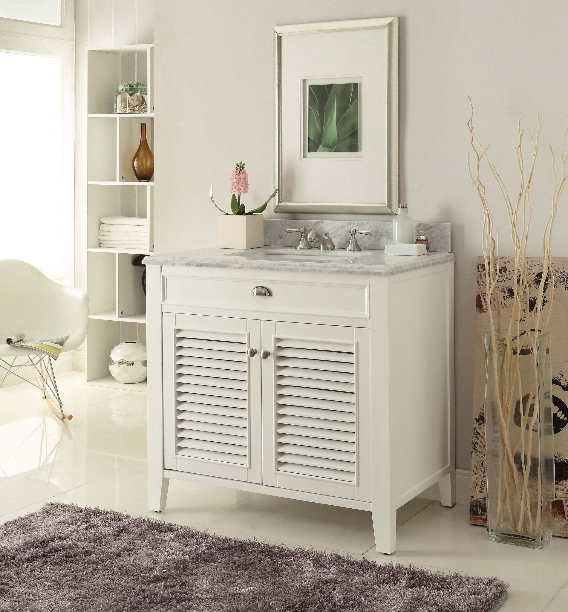Chans Furniture GD-3028Q36-QT 36 Inch Contemporary Style White Kalani Bathroom Vanity