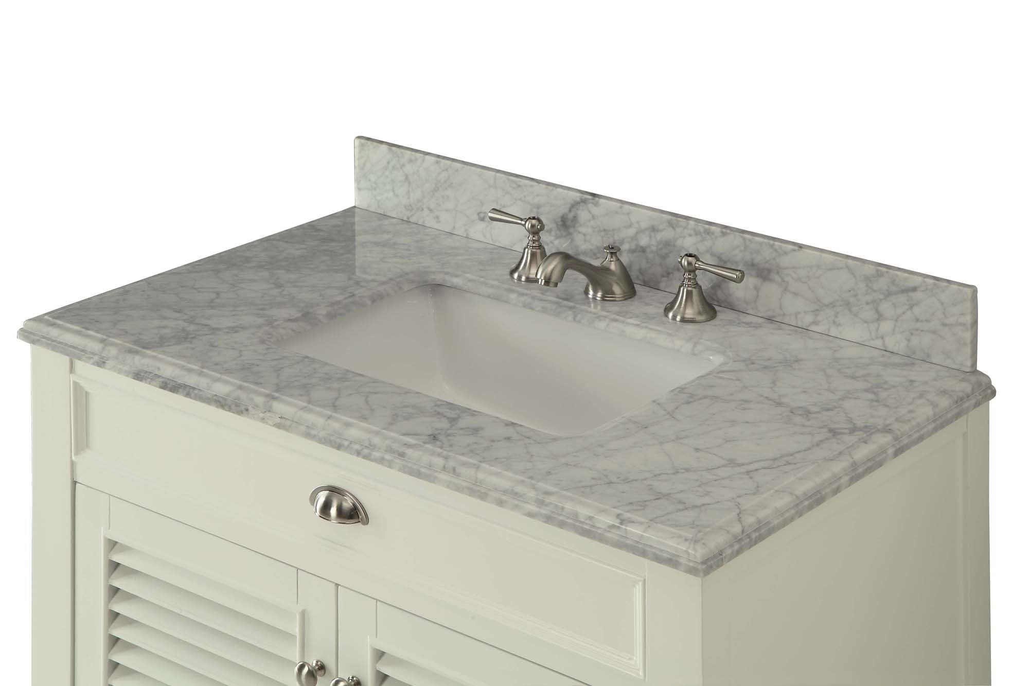 Chans Furniture GD-3028Q36-QT 36 Inch Contemporary Style White Kalani Bathroom Vanity
