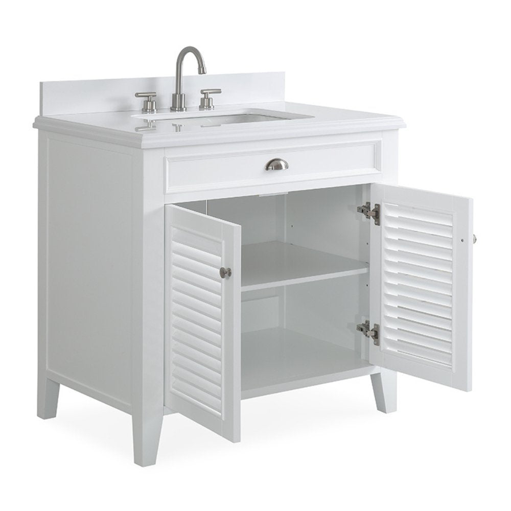 Chans Furniture GD-3028Q36-QT 36 Inch Contemporary Style White Kalani Bathroom Vanity