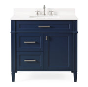 Chans Furniture QT-1808-V36NB 36 Inch Durand Modern Navy Blue Bathroom Sink Vanity with Stone Counter Top