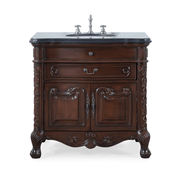 Chans Furniture S01GT36 36 Inch Mahogany Wood Classic Style Madison Black Granite Countertop Bathroom Sink Vanity