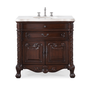 Chans Furniture S01M36 36 Inch Mahogany Wood Classic Style Madison Cream Marble Countertop Bathroom Sink Vanity