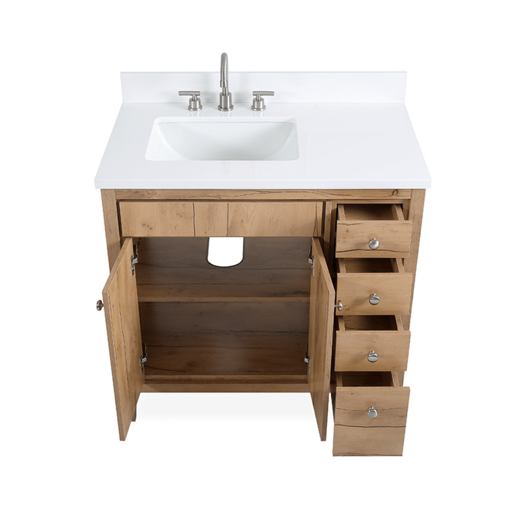 Chans Furniture 9838WD-36 36 inch Modern Style Beatrice Bathroom Sink Vanity in Wood Finish