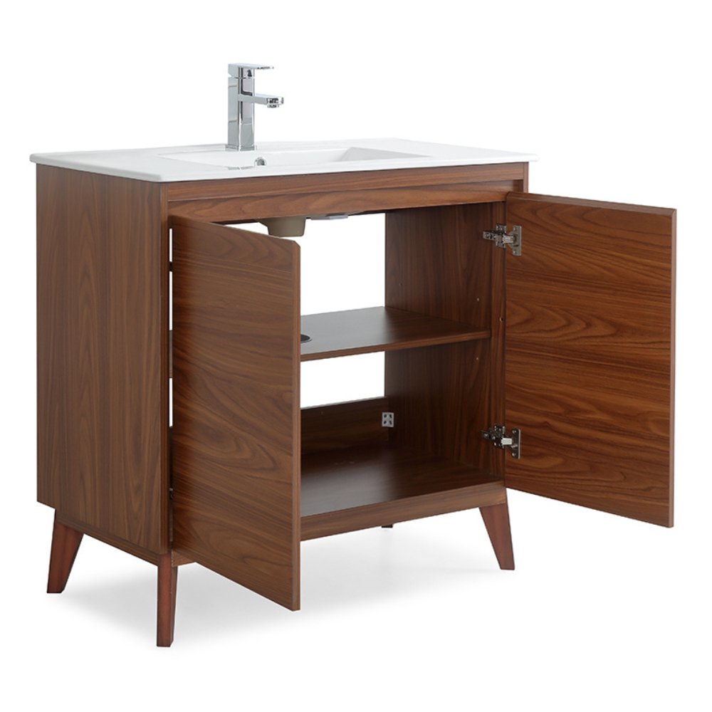 Chans Furniture GD-408WD 36 inch Modern Style Cherry Brown Zaren Bathroom Sink Vanity