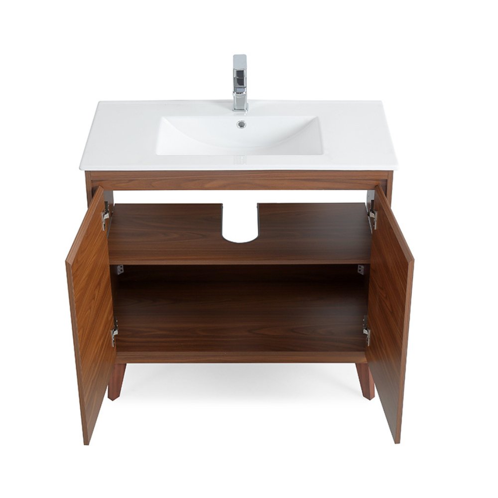 Chans Furniture GD-408WD 36 inch Modern Style Cherry Brown Zaren Bathroom Sink Vanity