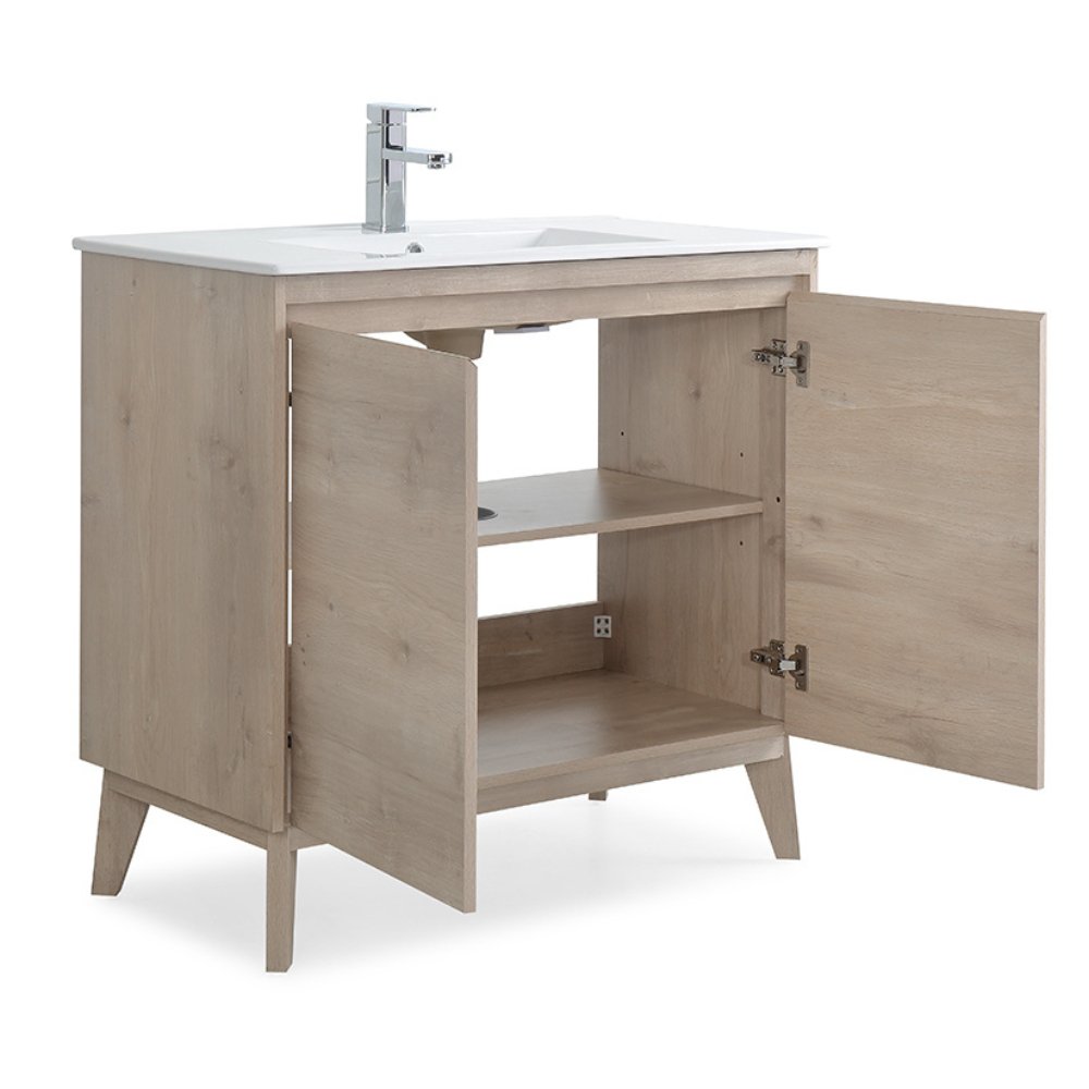 Chans Furniture GD-409WD 36 inch Modern Style Oak Wood Finish Zaren Bathroom Sink Vanity