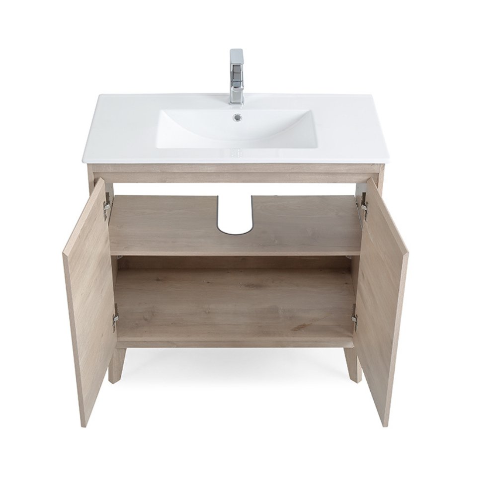 Chans Furniture GD-409WD 36 inch Modern Style Oak Wood Finish Zaren Bathroom Sink Vanity