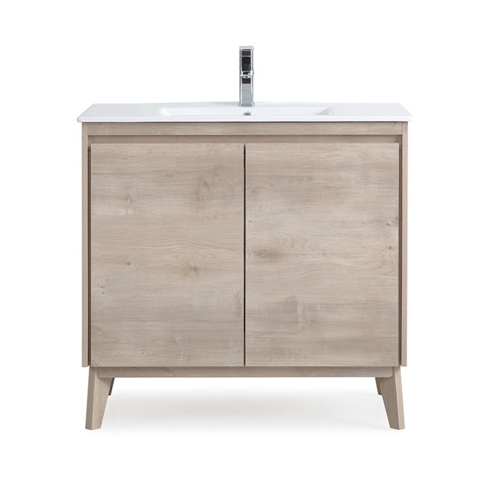 Chans Furniture GD-409WD 36 inch Modern Style Oak Wood Finish Zaren Bathroom Sink Vanity