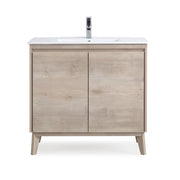 Chans Furniture GD-409WD 36 inch Modern Style Oak Wood Finish Zaren Bathroom Sink Vanity
