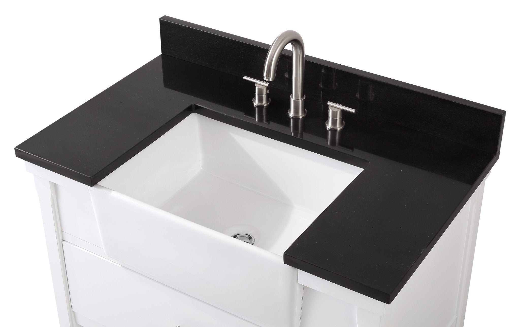 Chans Furniture 7036-WT36-GT 36 Inch Kendia White Farmhouse Sink Style Bathroom Vanity