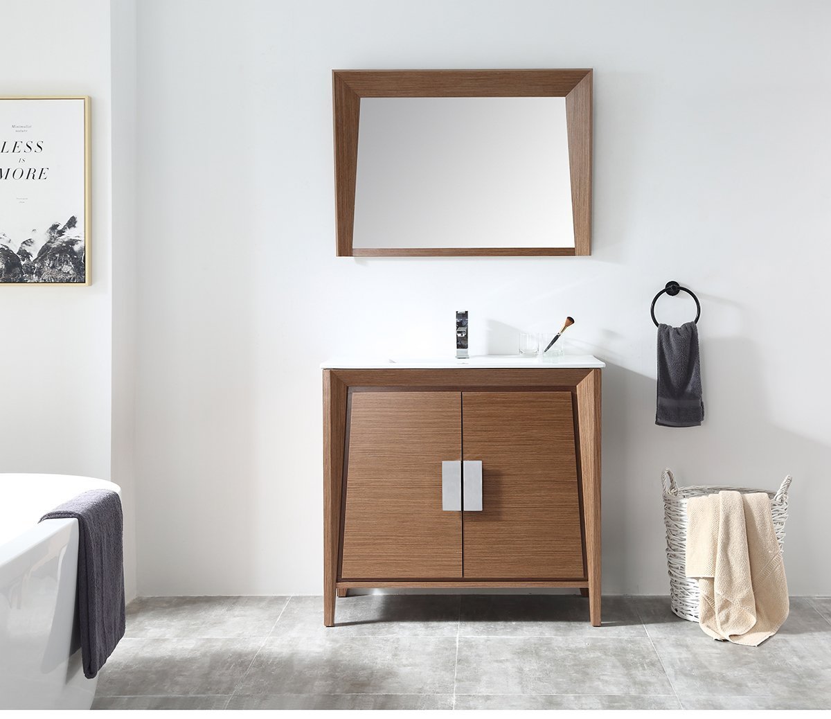 Chans Furniture CL-22WV36-ZI 36" Larvotto Light Wheat Modern Bathroom Sink Vanity