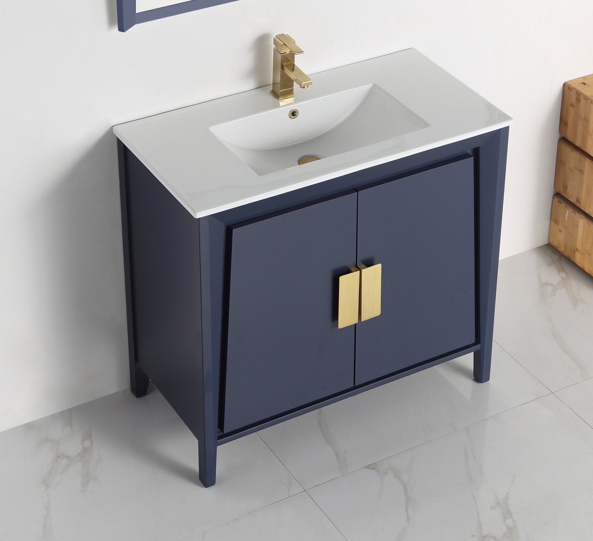 Chans Furniture CL-22NB36-ZI 36" Larvotto Navy Blue Modern Bathroom Sink Vanity