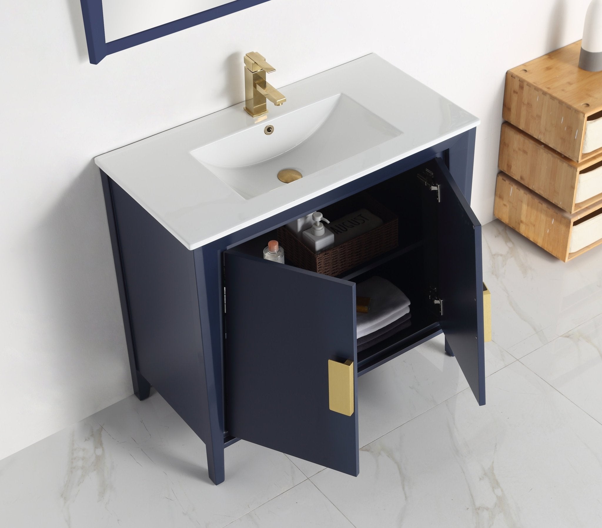 Chans Furniture CL-22NB36-ZI 36" Larvotto Navy Blue Modern Bathroom Sink Vanity
