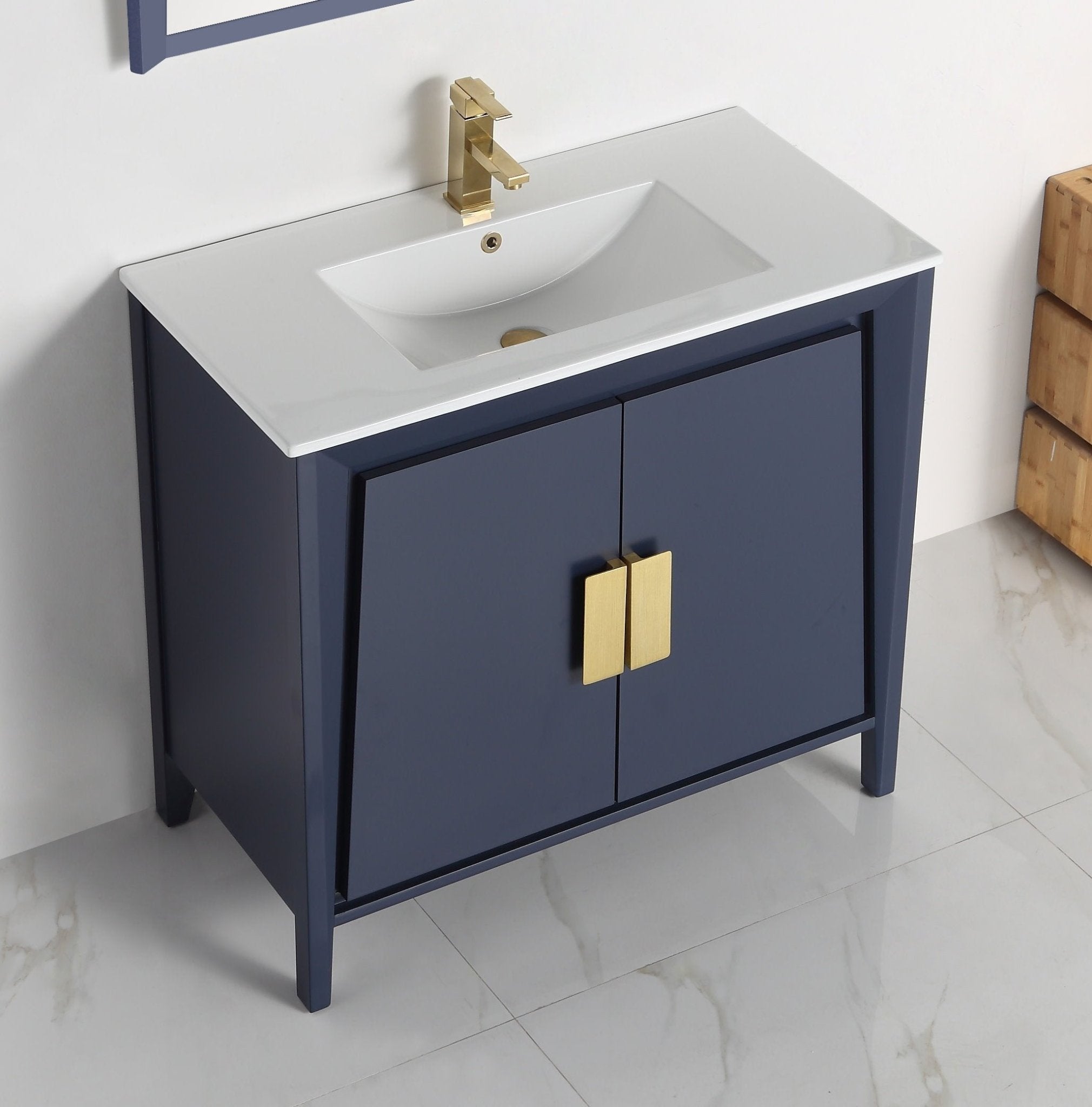 Chans Furniture CL-22NB36-ZI 36" Larvotto Navy Blue Modern Bathroom Sink Vanity