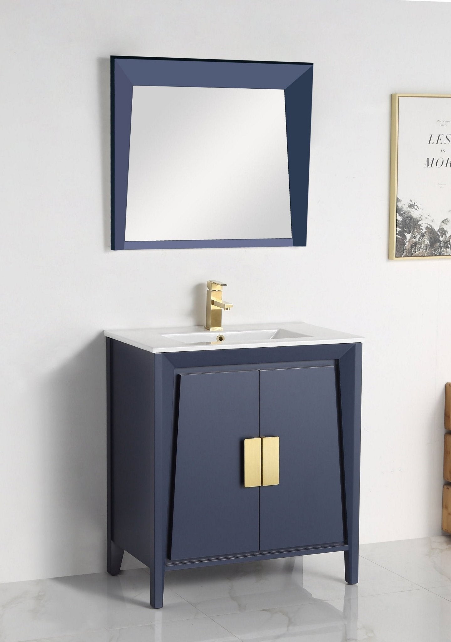 Chans Furniture CL-22NB36-ZI 36" Larvotto Navy Blue Modern Bathroom Sink Vanity