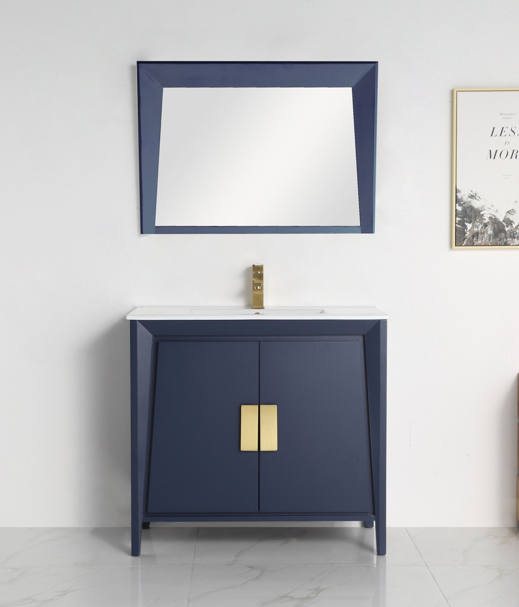 Chans Furniture CL-22NB36-ZI 36" Larvotto Navy Blue Modern Bathroom Sink Vanity