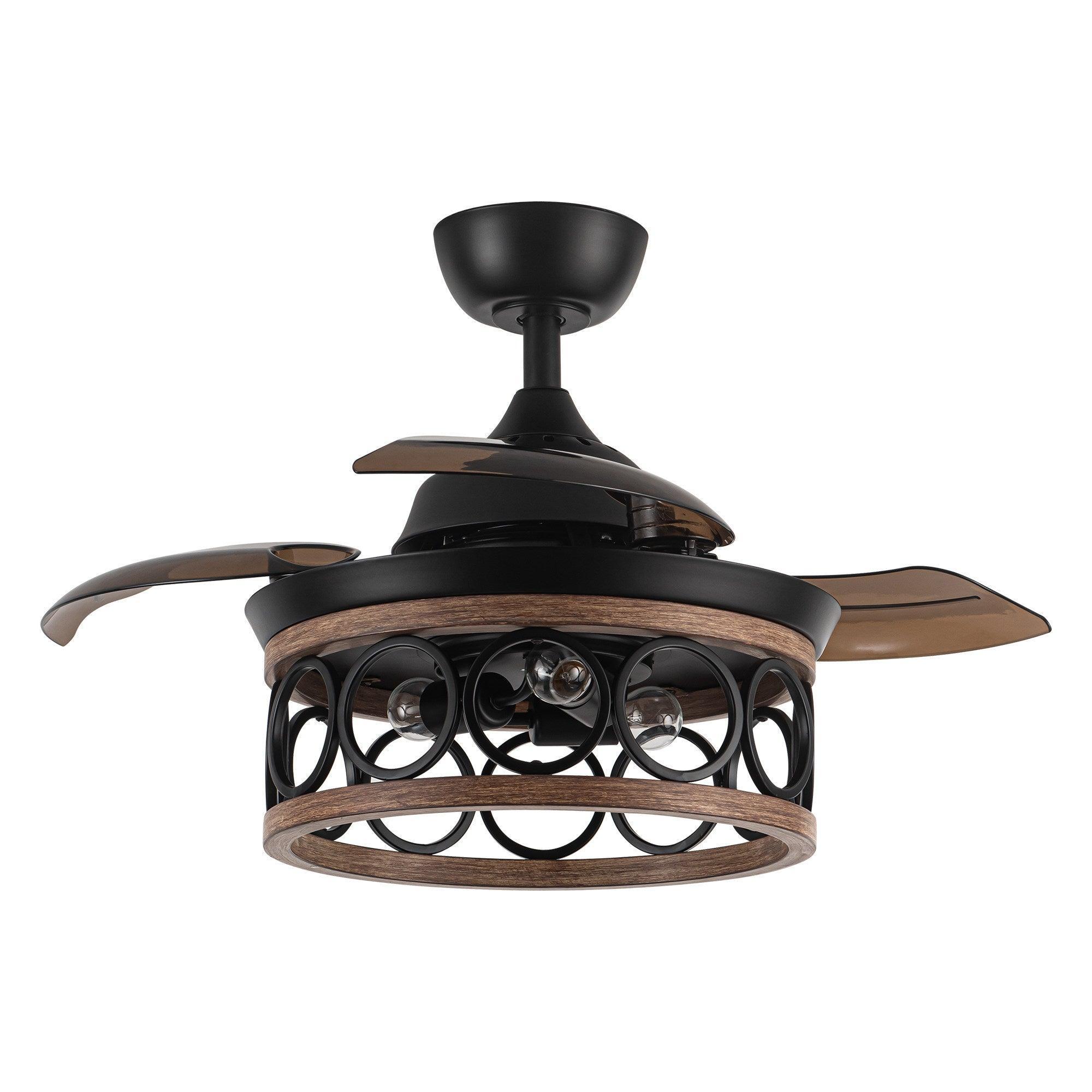 36" Mirelle Farmhouse Downrod Mount Ceiling Fan with Lighting and Remote Control