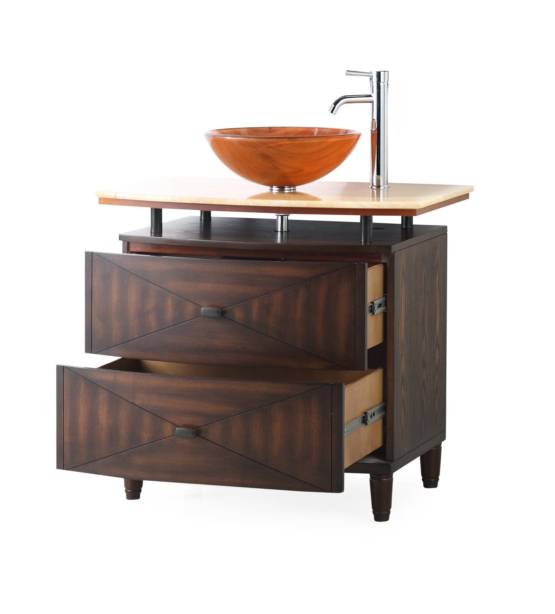 Chans Furniture Q136-1 36"  Onyx counter top Verdana Vessel Sink Bathroom Vanity