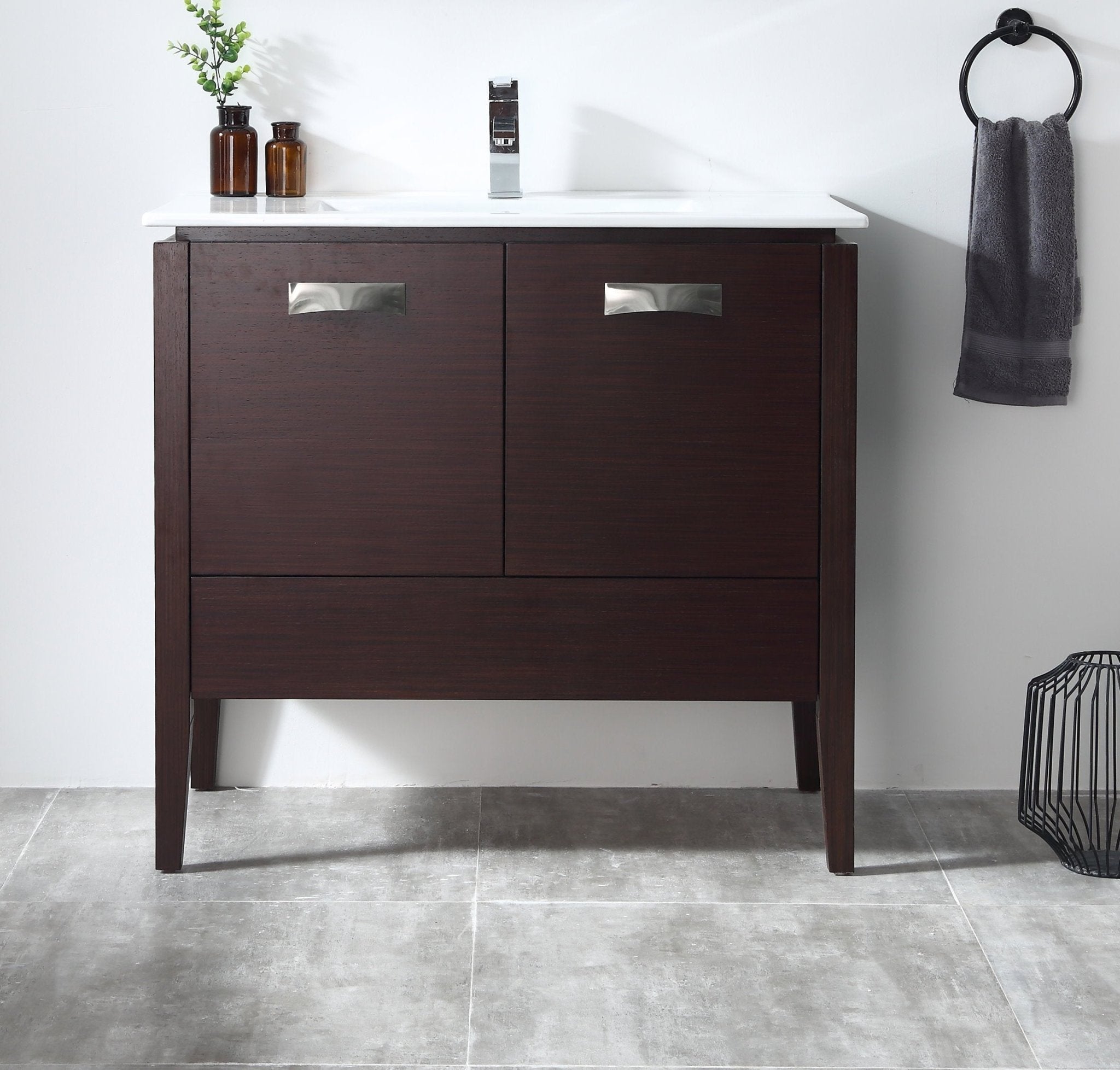 Chans Furniture CL-409WE36-ZI 36" Tennant Brand Adagio Wenge Finish Bathroom Sink Vanity